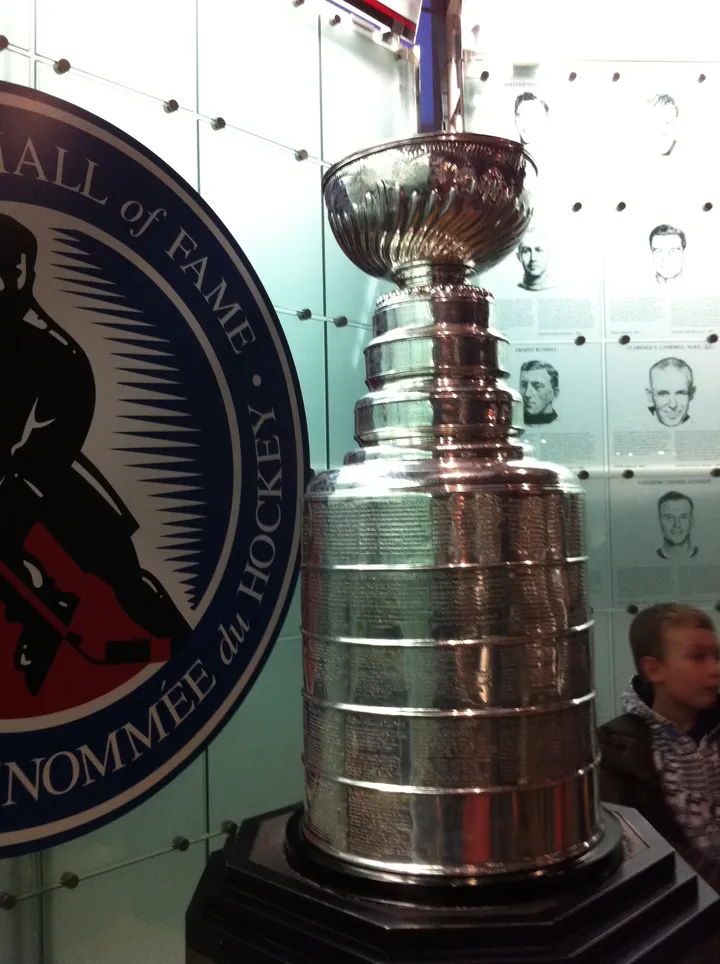 The Stanley Cup on display at the Hockey Hall of Fame in Toronto