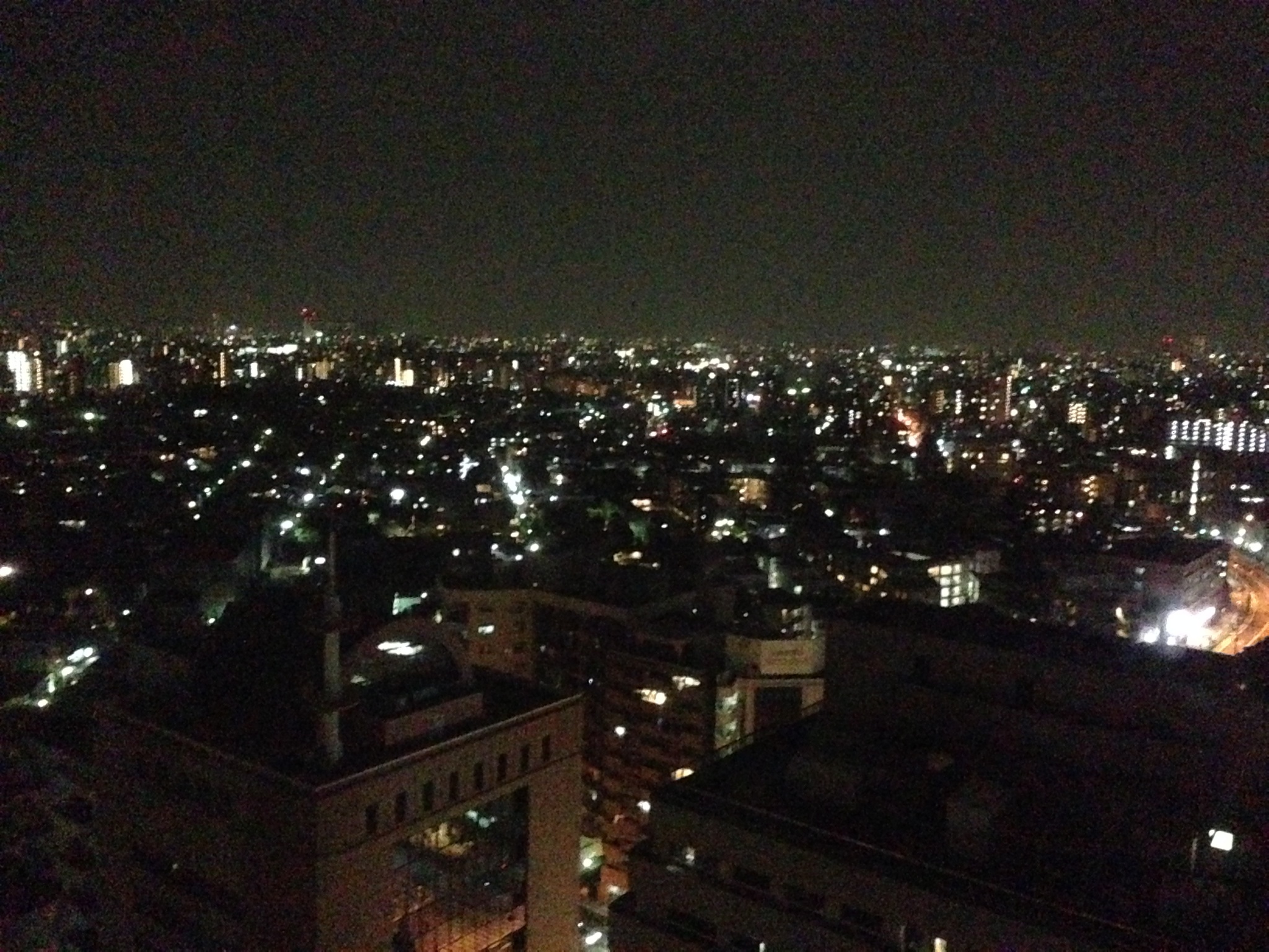 Tokyo cityscape at night from the hotel window